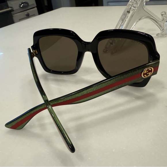 Gucci Sunglasses GG0036SN Brown Lenses Green Red Interlocking G’s Frames NWOT - Picture 10 of 12